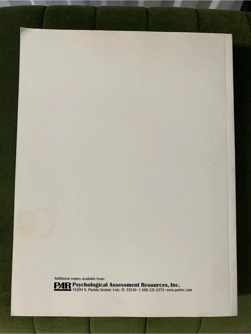 PAR CAB Clinical Assessment of Behavior Professional Manual